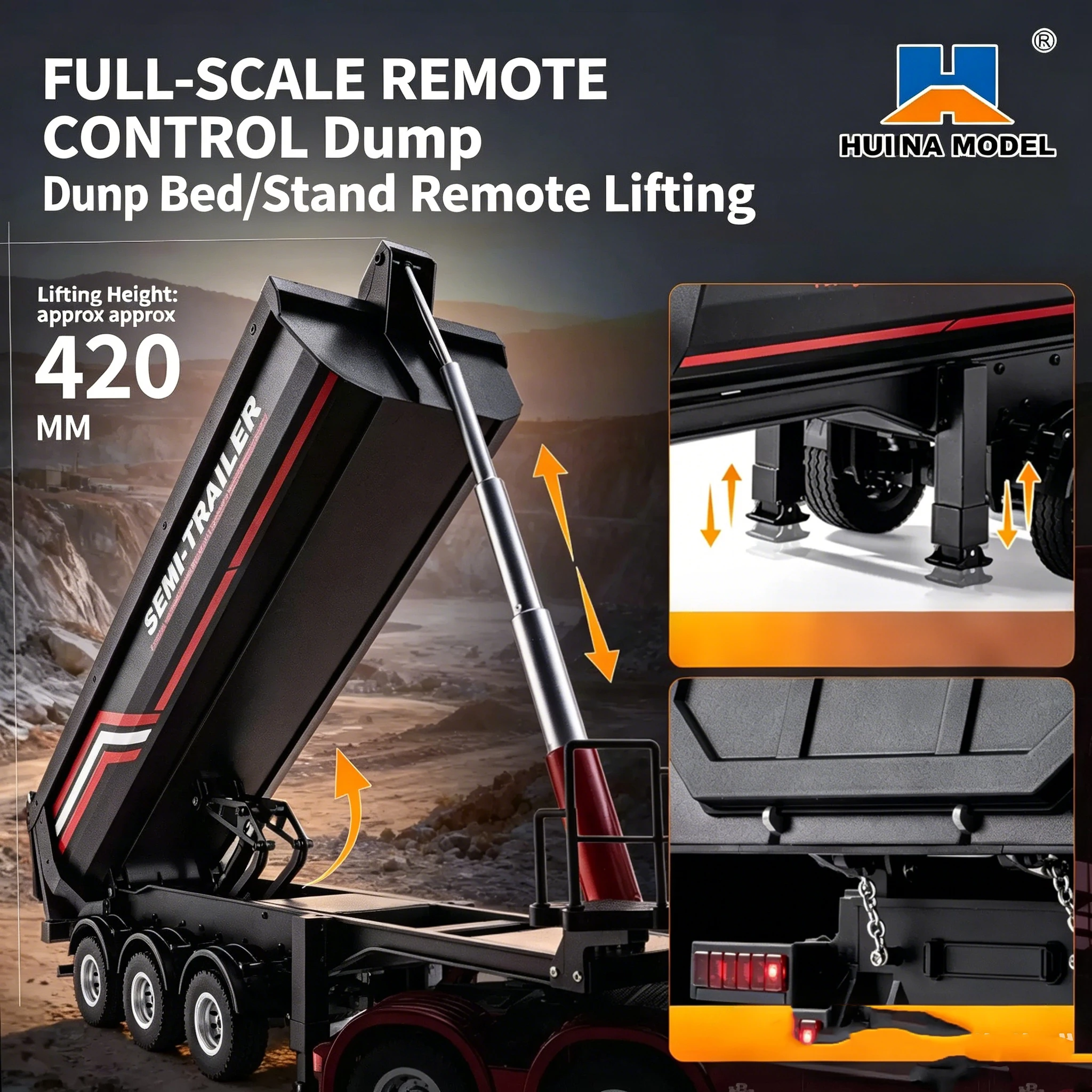 شاحنة نصف مقطورة HUINA 1509 بم - مراجعة Dump Truck Toy وسعره